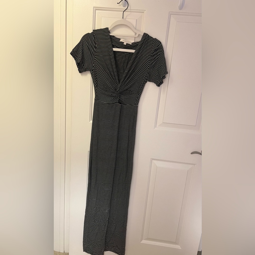 Favorite Daughter Black and White Striped Maxi Dress